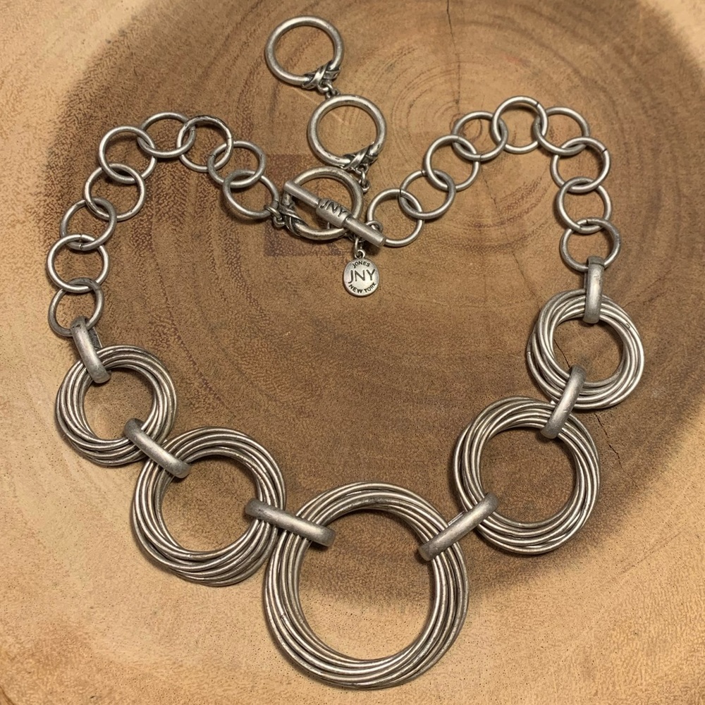 Jones New York Antiqued Silver Tone Chain Link Statement Necklace